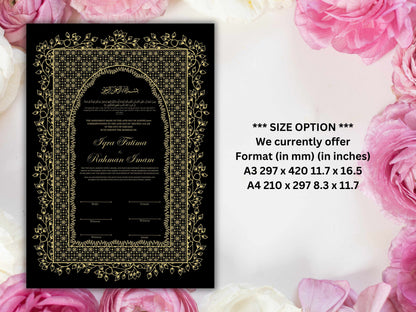 Islamic Marriage Certification | Nikahnama | Contract | A4/A3 | Muslim Wedding | Printable Nikkah Certificate | Digital Download. NN225