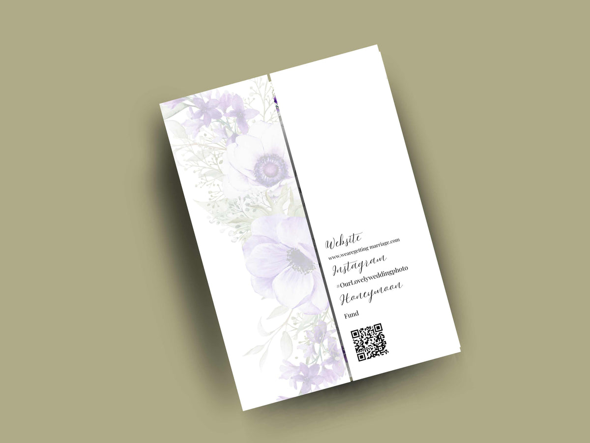 Elegant Purple Floral Wedding Invitation Template | Editable Printable Invite | Save the Date Card | Modern Romantic Wedding. WI168