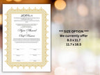 Nikkah Certificate Digital Download Personalised, A4, A3, Template, Muslim Wedding Contract, Instat Download. NN284