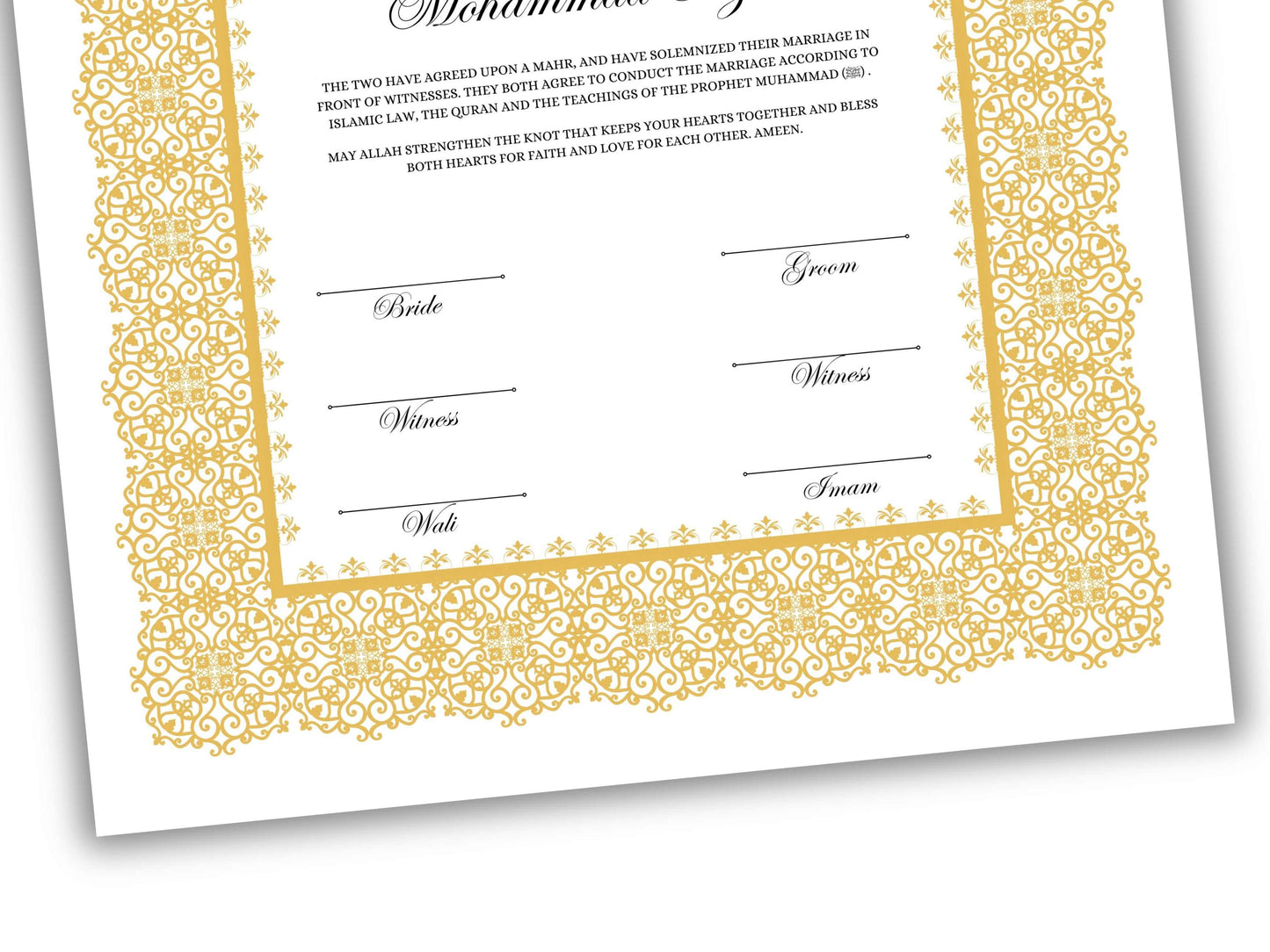 A4/A3 Nikkah Certificate, Printable Nikkahnama Template, Marriage Contract, Nikkah Contract Template, Islamic Wedding Contract. NN200