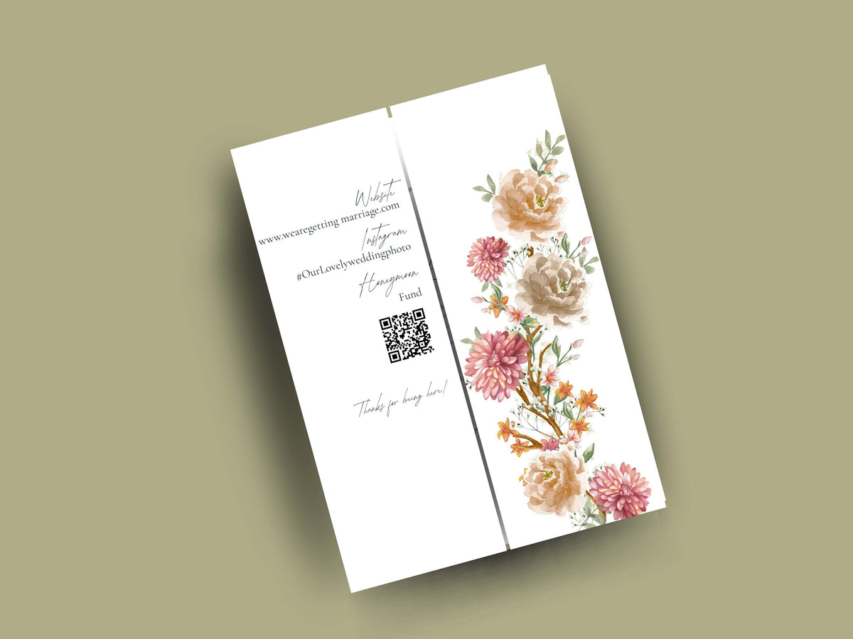 Gatefold Wedding Invitation Template with Itinerary | Floral Boho Wedding Invite | RSVP & Timeline Card | Printable Digital Download. WI165