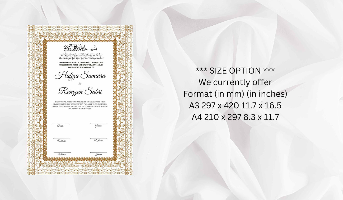 A3, A4 Muslim Agreement Digital Template. NN110