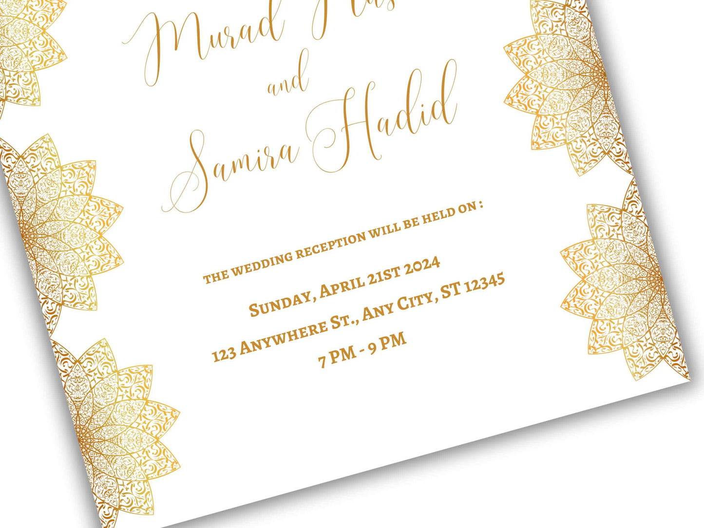 Gold Muslim Wedding Invitation, Nikkah Invitation, Muslim Wedding Invite, Wedding Invite, Invitation Template, Editable Canva Template, WT55