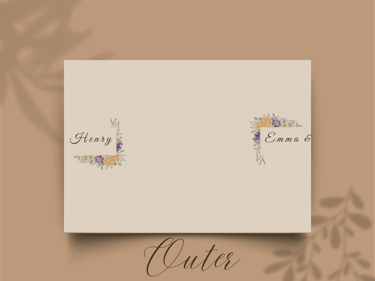 Floral Gatefold Wedding Invitation | Elegant Timeline Wedding Card | Modern Botanical Wedding Invitation with Details & Schedule. WI155