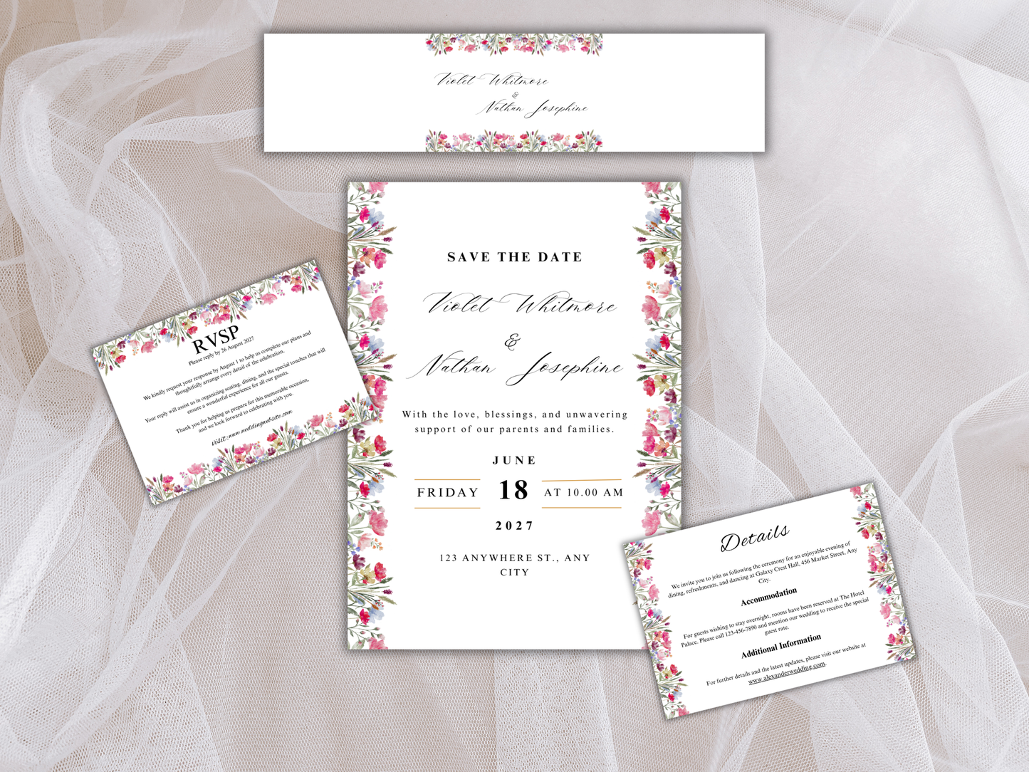 Botanical Wedding Invitation Suite, (Digital Download) MTC377