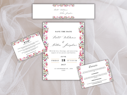 Botanical Wedding Invitation Suite, (Digital Download) MTC377