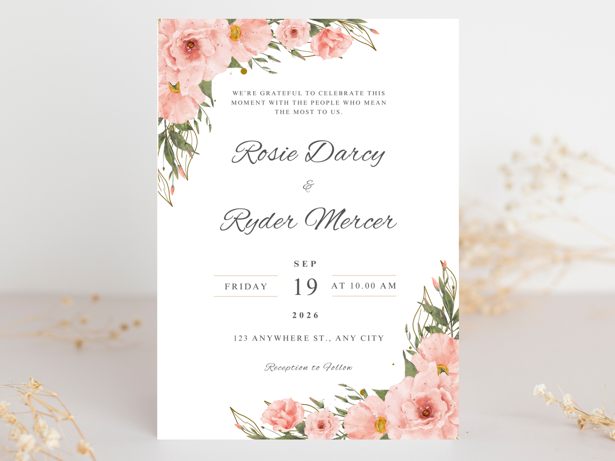 Wedding Invitation Bundle, RSVP, Thank You Card, Table Card, Menu Card, Reception Card, Details Card. WI226
