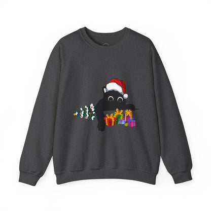 Christmas Cute Cat Sweatshirt Cat Lover Crew Neck Sweatshirt