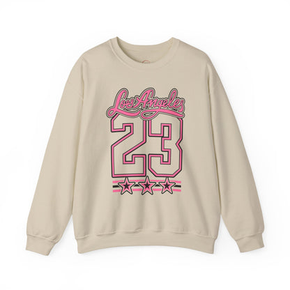 Los Angeles 23 Retro Crewneck Sweatshirt — Pink Varsity Style