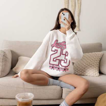 Los Angeles 23 Retro Crewneck Sweatshirt — Pink Varsity Style