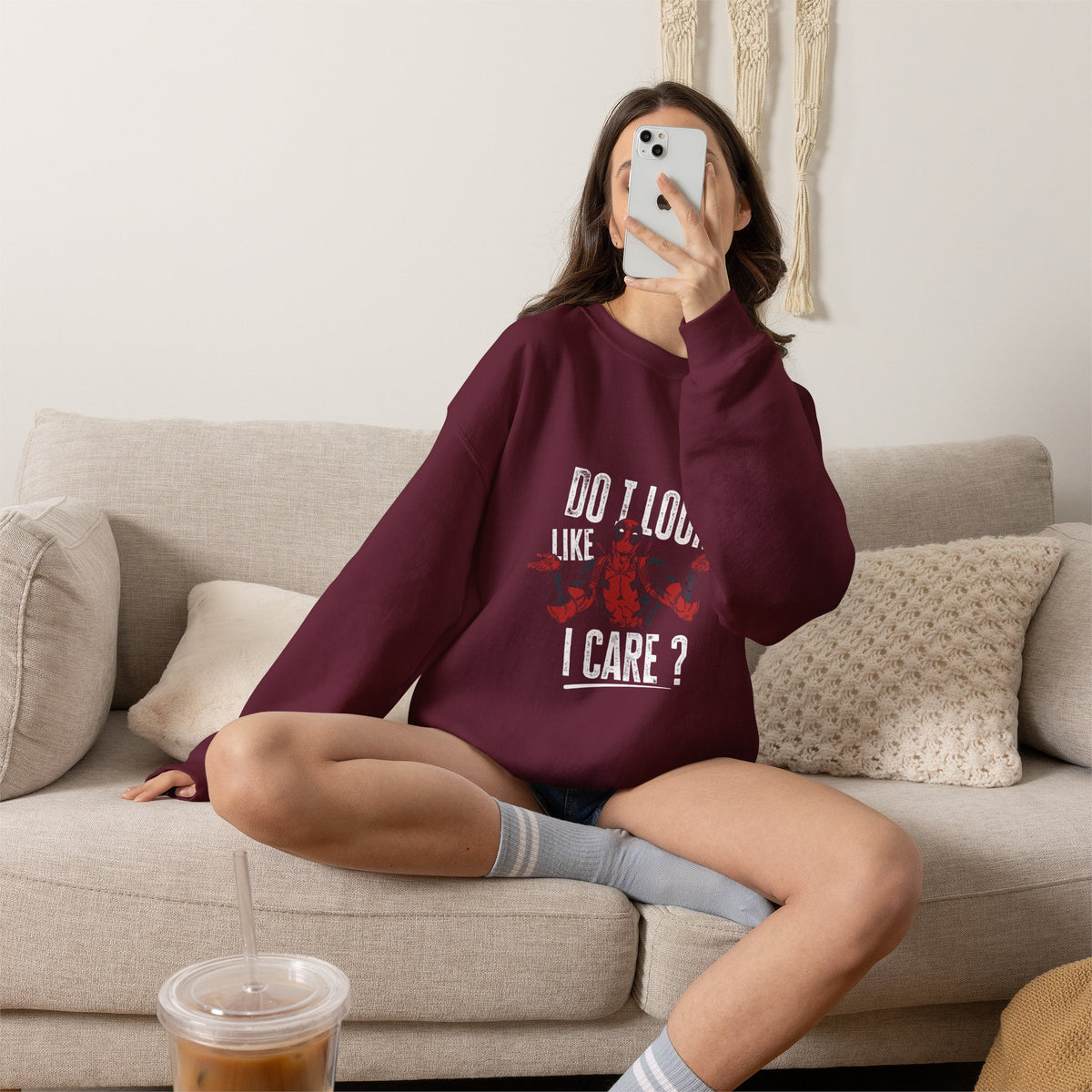 Do I Look Like I Care? Crewneck Sweatshirt — Funny Sarcastic Floral Pullover