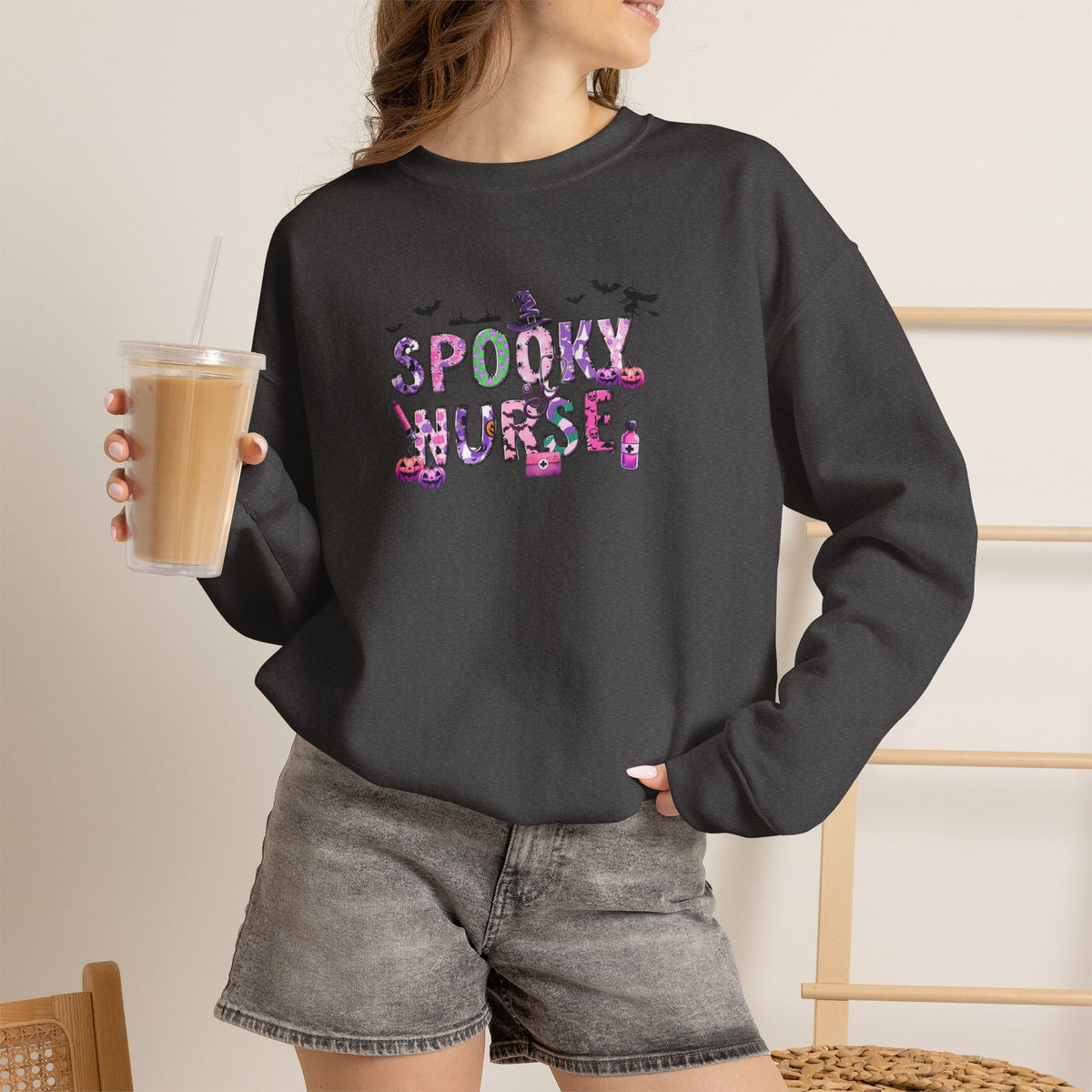 Spooky Nurse Sweatshirt – Cute Halloween Nurse Crewneck
