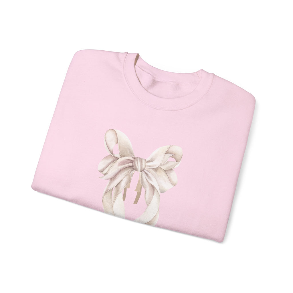 Bow Sweatshirt, Coquette Girl Sweatshirt, Feminine Floral Bow Crewneck