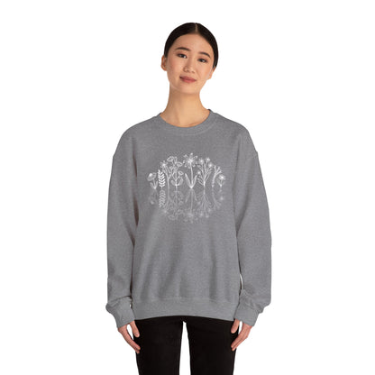 Wildflowers Sweatshirt, Flower Crewneck Sweatshirt