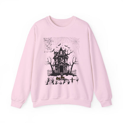 Haunted House Sweatshirt, Cozy Halloween Crewneck, Spooky Gift, Autumn Fashion, Unisex Sweatshirt, Halloween Apparel, Night Outwear