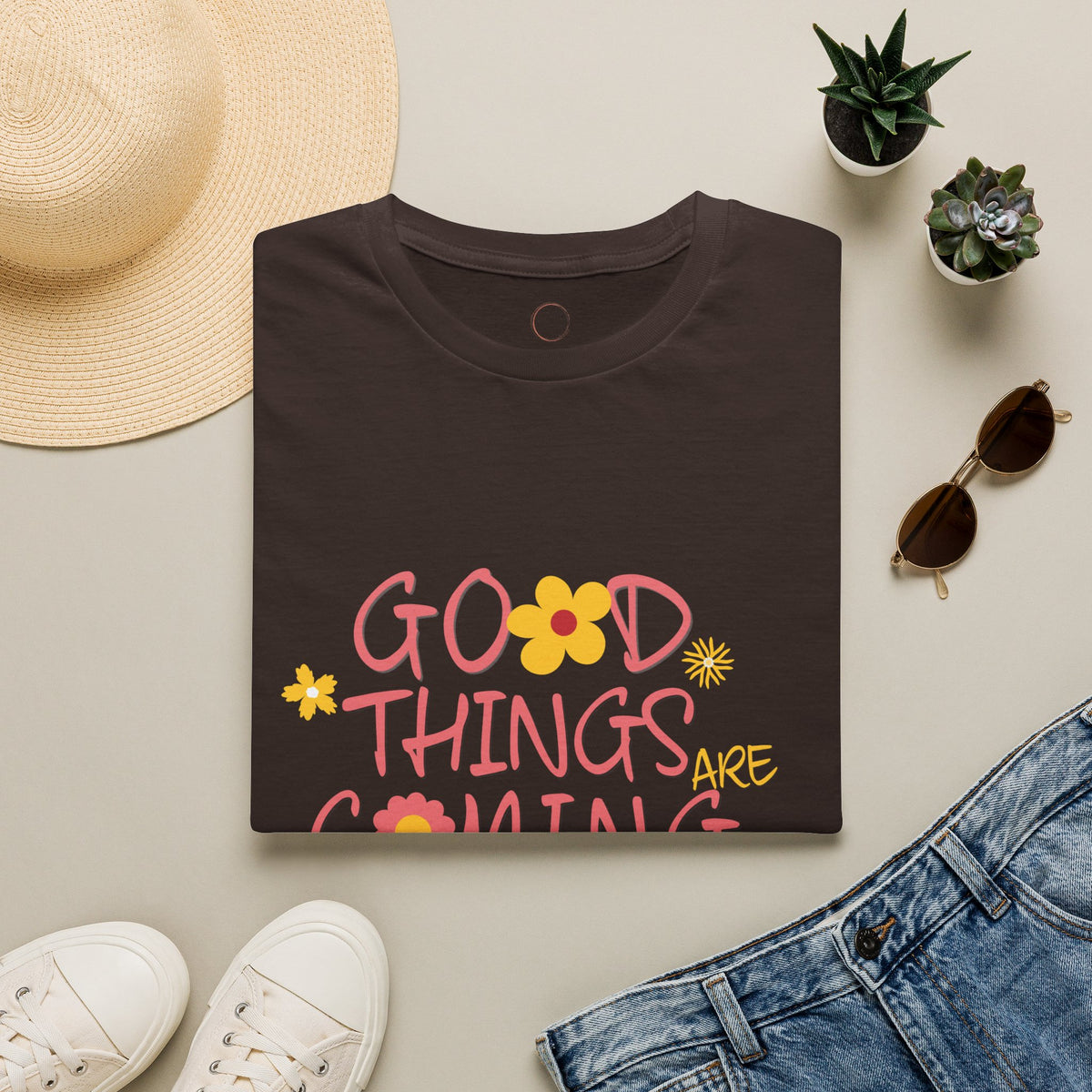 Good Things Are Coming T-Shirt — Positive Floral Graphic Tee