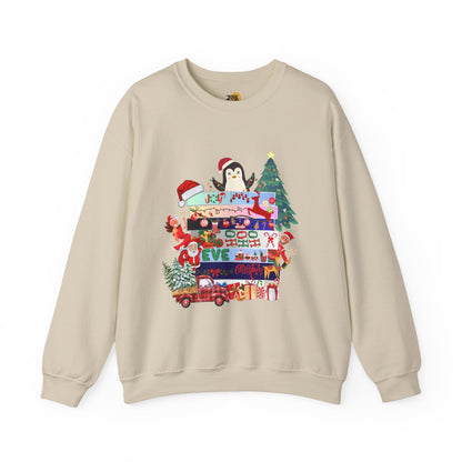 Festive Penguin Crewneck Sweatshirt, Winter Clothing, Holiday Gift, Cozy Sweater, Christmas Sweatshirt, Casual Wear