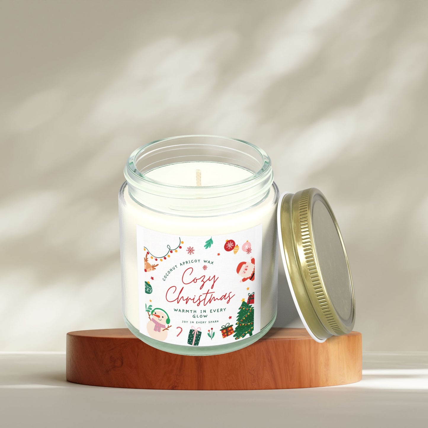 Christmas Scented Candles, Coconut Apricot Wax (4oz, 9oz)