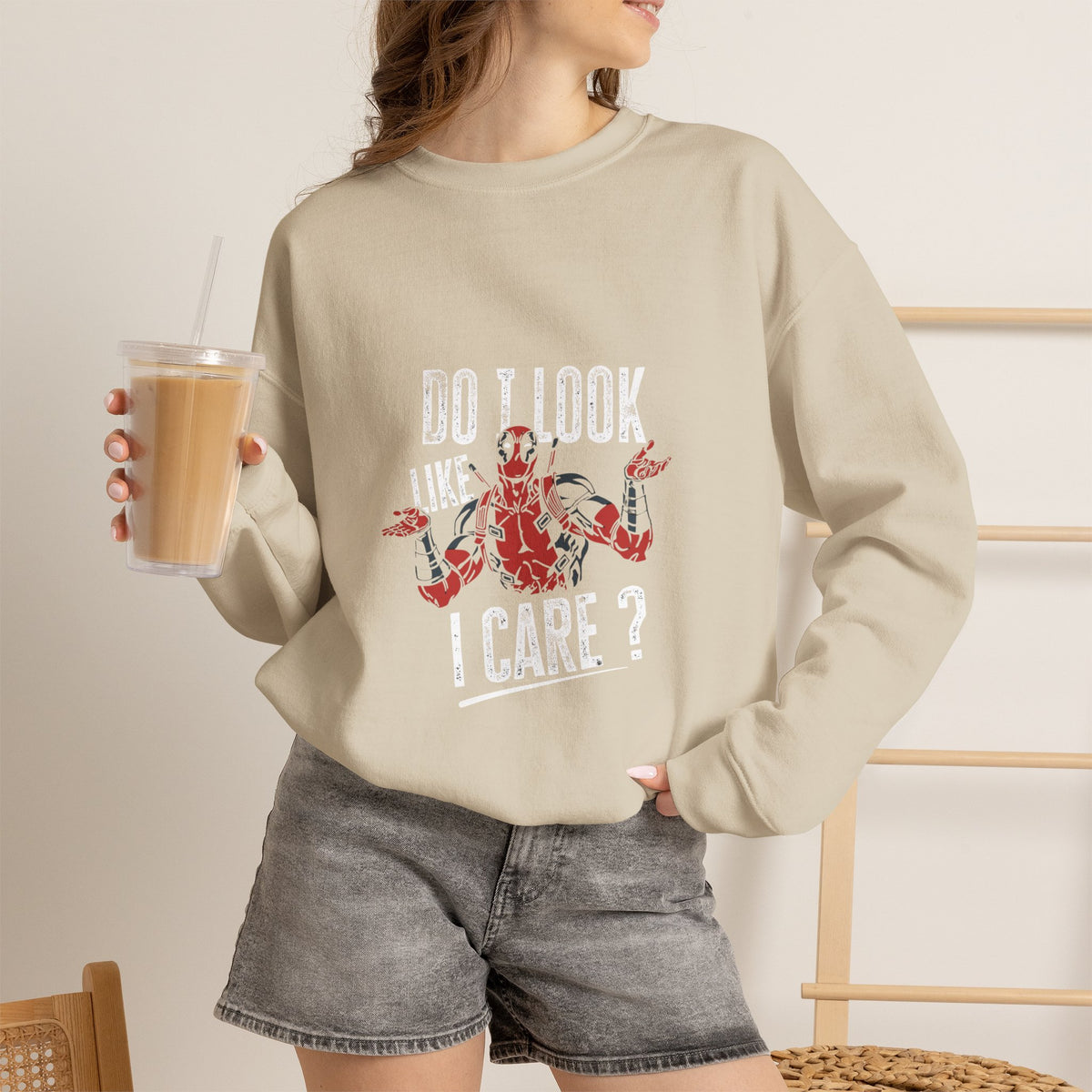 Do I Look Like I Care? Crewneck Sweatshirt — Funny Sarcastic Floral Pullover
