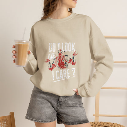 Do I Look Like I Care? Crewneck Sweatshirt — Funny Sarcastic Floral Pullover