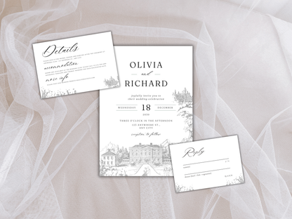 Wedding Invitation Bundle, RSVP, Wedding Water Bottle Label, Thank You Card, Table Card, Menu Card, Reception Card, Details Card. WI272