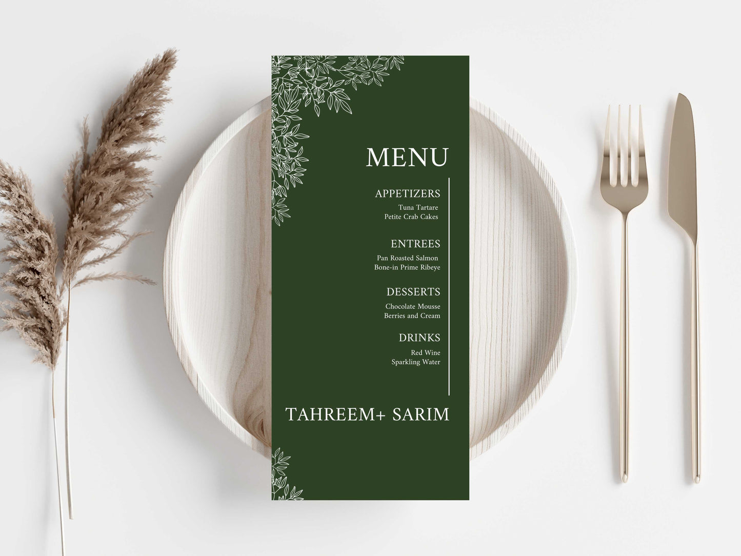 Gatefold Wedding Invitation Template, Menu Card, Thank you Card, Place Card, Name Card WI264