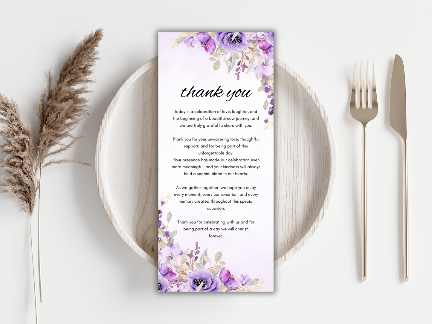 Watercolor Purple Floral Wedding invitation Bundle, Editable Canva Template, Details, RVSP, Instant Download MTC401