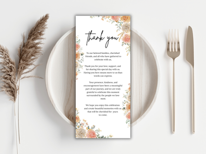 Blush Peach Floral Wedding Invitation Suite, Editable RSVP, Details, Menu & Thank You (Digital Download) MTC387