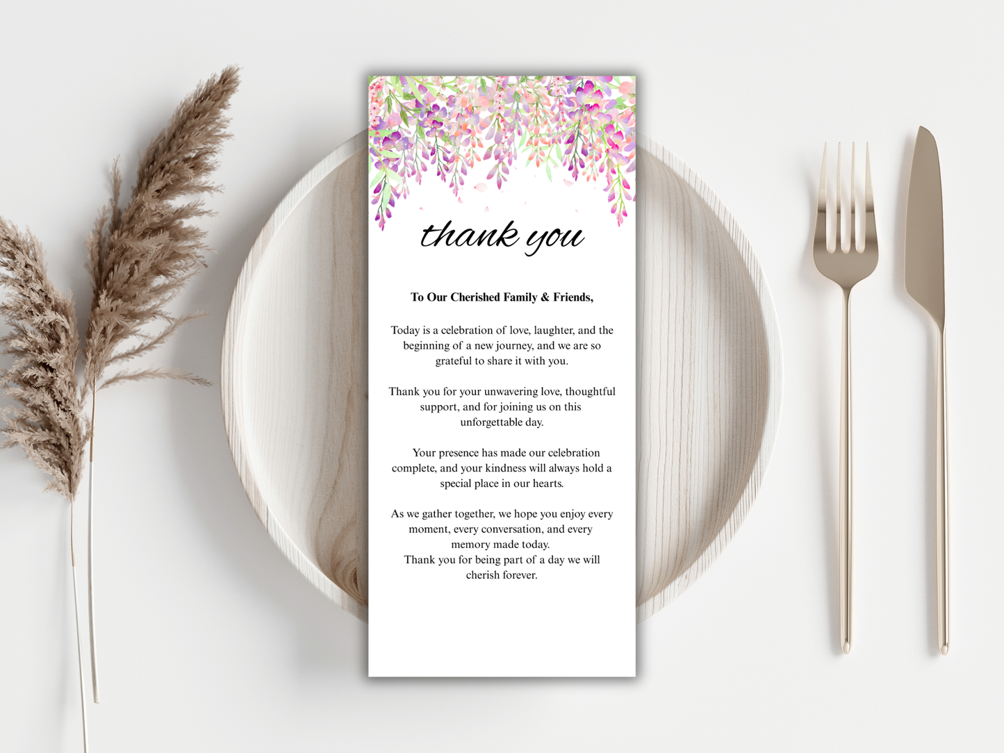 Wisteria Wedding Invitation Bundle, Editable Suite, RSVP, Menu, Details & Thank You Card MTC 423