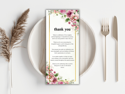 Floral Wedding Invitation Suite, RSVP, Details, Menu & Thank You Card, Bottle label, Digital Download MTC413