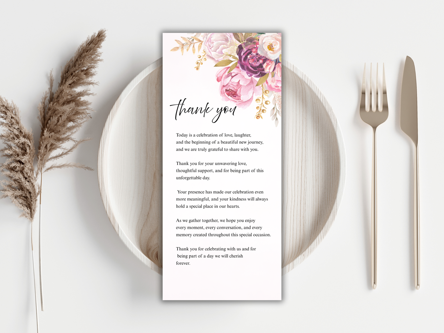 Elegant Blush Floral Wedding Invitation Suite, RSVP, Menu, Details (Digital Download) MTC415