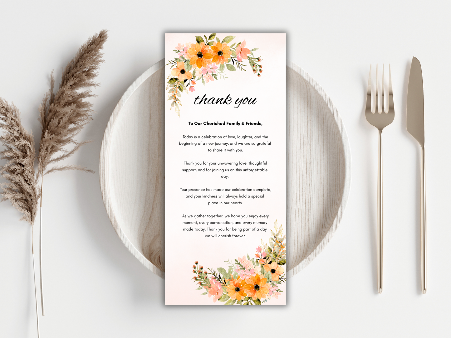 Elegant Wedding Stationery Bundle, Editable Template, Menu, Thank You & Table Cards, [CANVA DESIGNS] WI395
