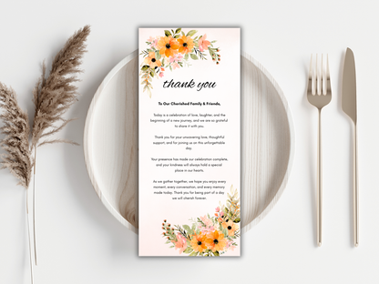 Elegant Wedding Stationery Bundle, Editable Template, Menu, Thank You & Table Cards, [CANVA DESIGNS] WI395