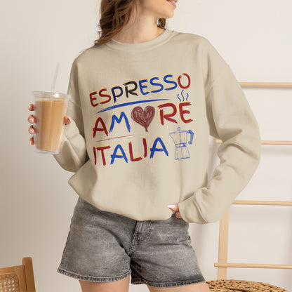 Espresso Amore Italia Crewneck Sweatshirt – Italian Coffee Lover Pullover