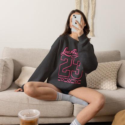 Los Angeles 23 Retro Crewneck Sweatshirt — Pink Varsity Style
