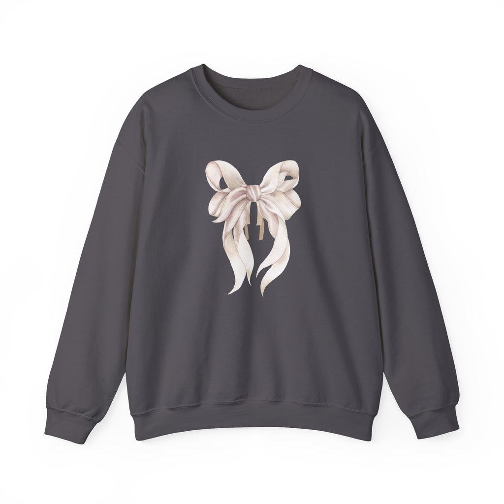 Bow Sweatshirt, Coquette Girl Sweatshirt, Feminine Floral Bow Crewneck