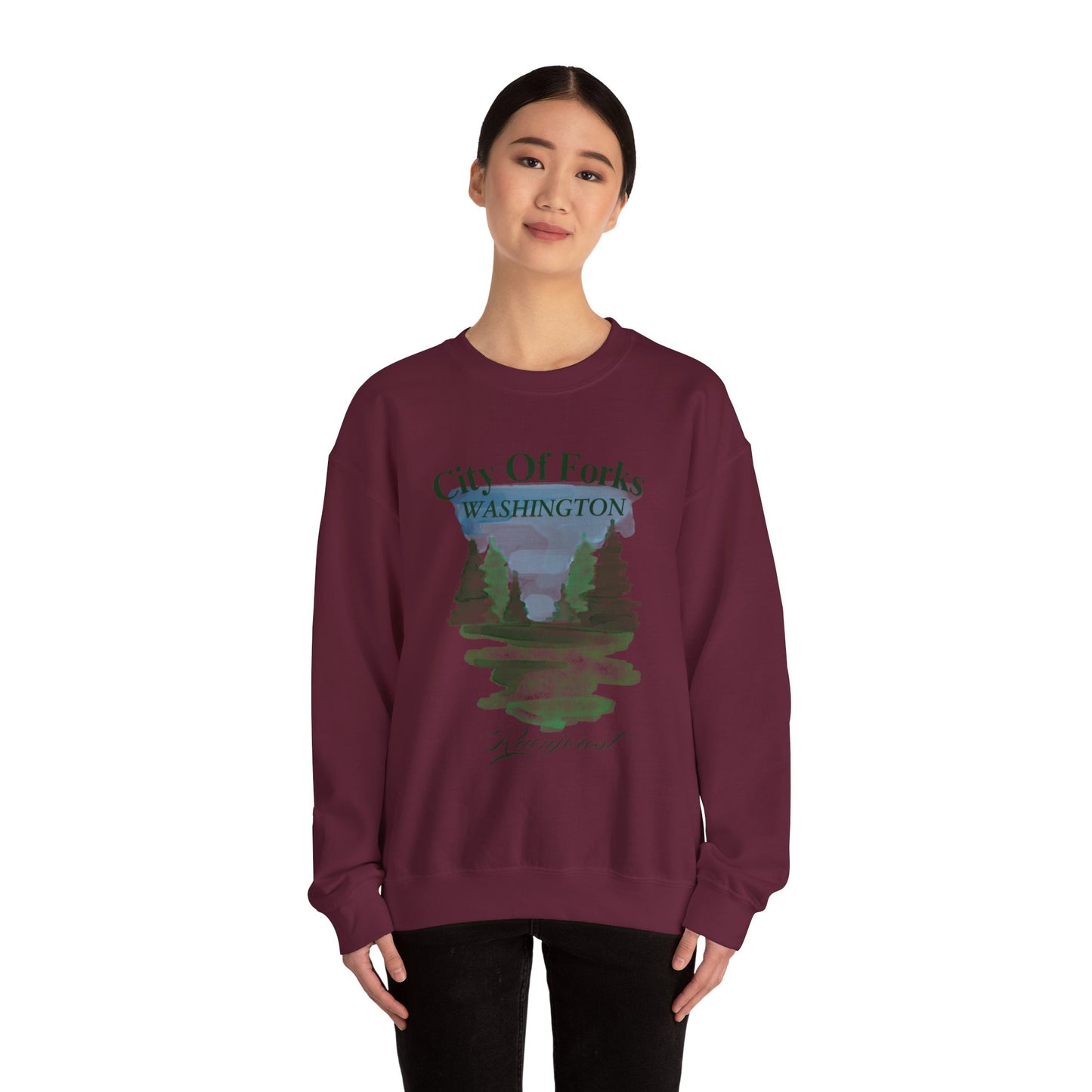 City of Forks  Sweatshirt  Forrest Crew Neck Sweatshirt