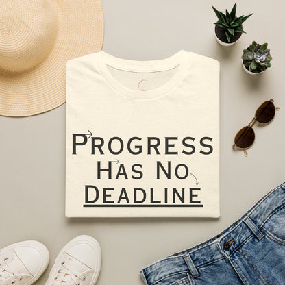 Progress Has No Deadline T-Shirt — Motivational Relaxed Tee