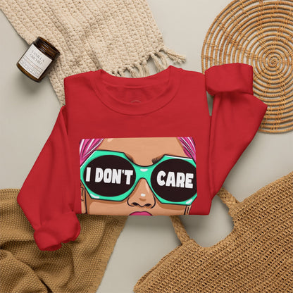 “I Don’t Care” Pop Art Crewneck Sweatshirt