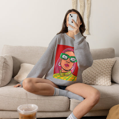 Graphic Sweatshirt — 'Bye Next' Retro Pop Art Girl Crewneck