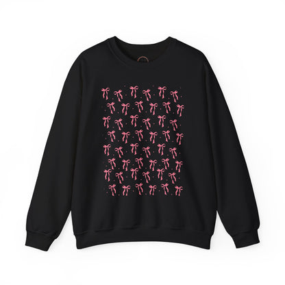 Pink Bow Unisex Sweatshirt, Coquette Aesthetic Jumper, Cute Pullover, Soft Blush