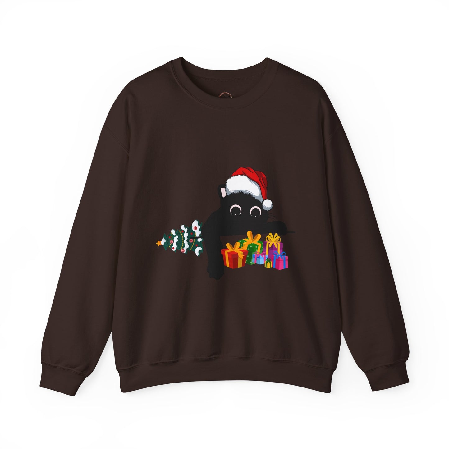 Christmas Cute Cat Sweatshirt Cat Lover Crew Neck Sweatshirt