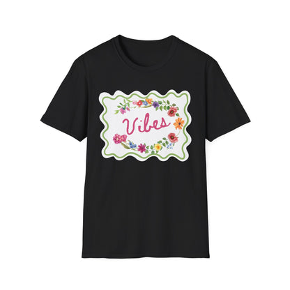 Florals and Good Vibes Unisex Softstyle T-Shirt, Casual Tee, Flower Shirt, Positive Vibes, Gift for Her, Summer Fashion