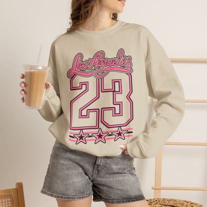 Los Angeles 23 Retro Crewneck Sweatshirt — Pink Varsity Style