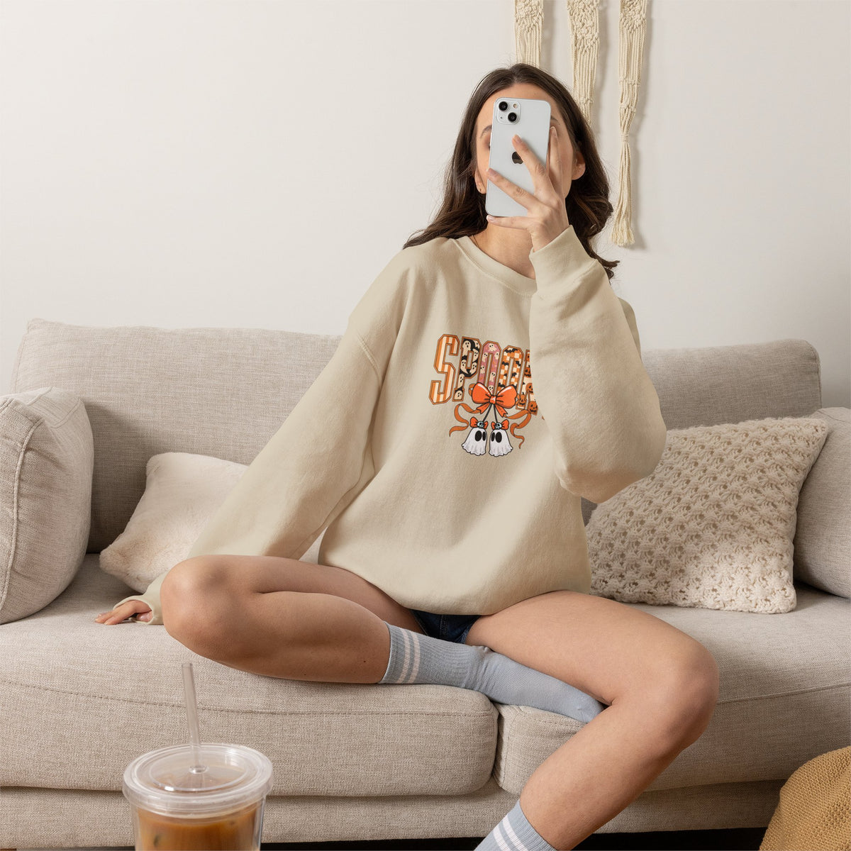 Spooky Ghost Pumpkin Crewneck Sweatshirt