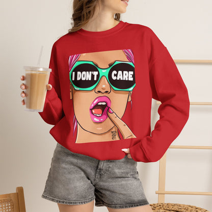 “I Don’t Care” Pop Art Crewneck Sweatshirt