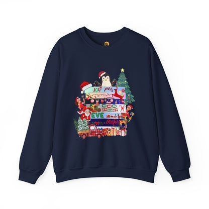 Festive Penguin Crewneck Sweatshirt, Winter Clothing, Holiday Gift, Cozy Sweater, Christmas Sweatshirt, Casual Wear