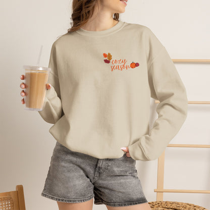Crewneck Sweatshirt — Cozy Season Fall Leaves "Cozy Season" Design