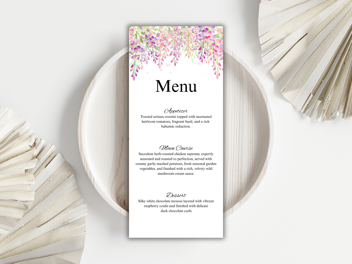 Wisteria Wedding Invitation Bundle, Editable Suite, RSVP, Menu, Details & Thank You Card MTC 423