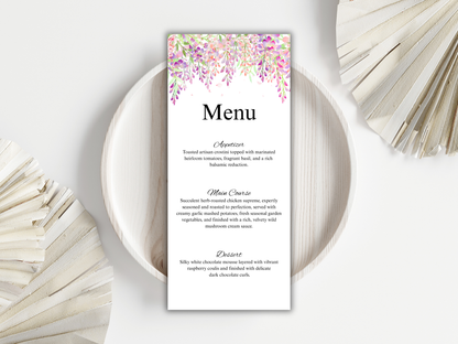 Wisteria Wedding Invitation Bundle, Editable Suite, RSVP, Menu, Details & Thank You Card MTC 423